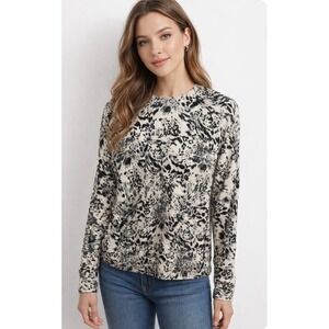 Kim Rogers Petite Leopard Print Acrylic Sweater Top Women PM